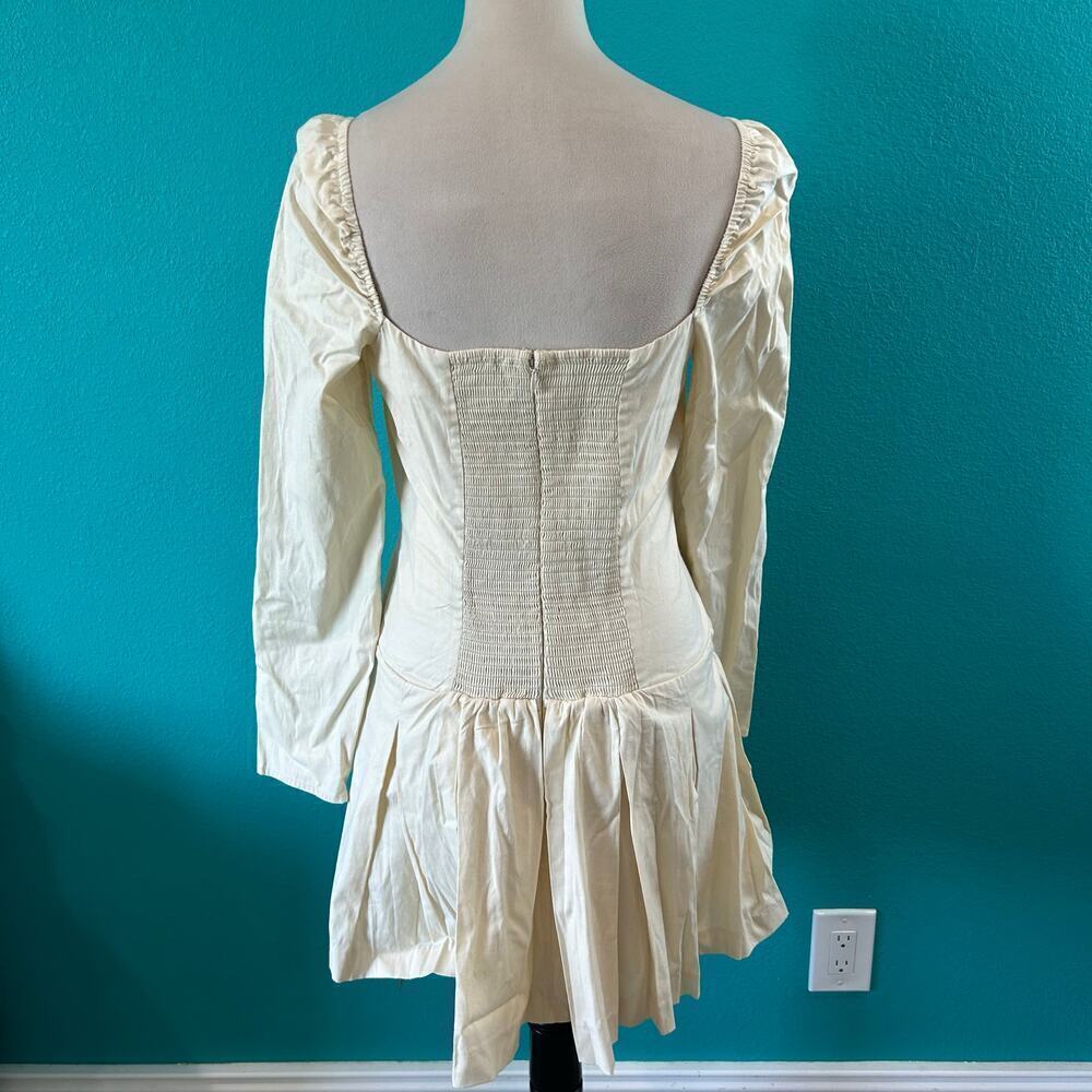 NWT Reformation Luella Dress Sugar Organic Cotton Pleated Squared Neck Size 8 - Picture 4 of 6